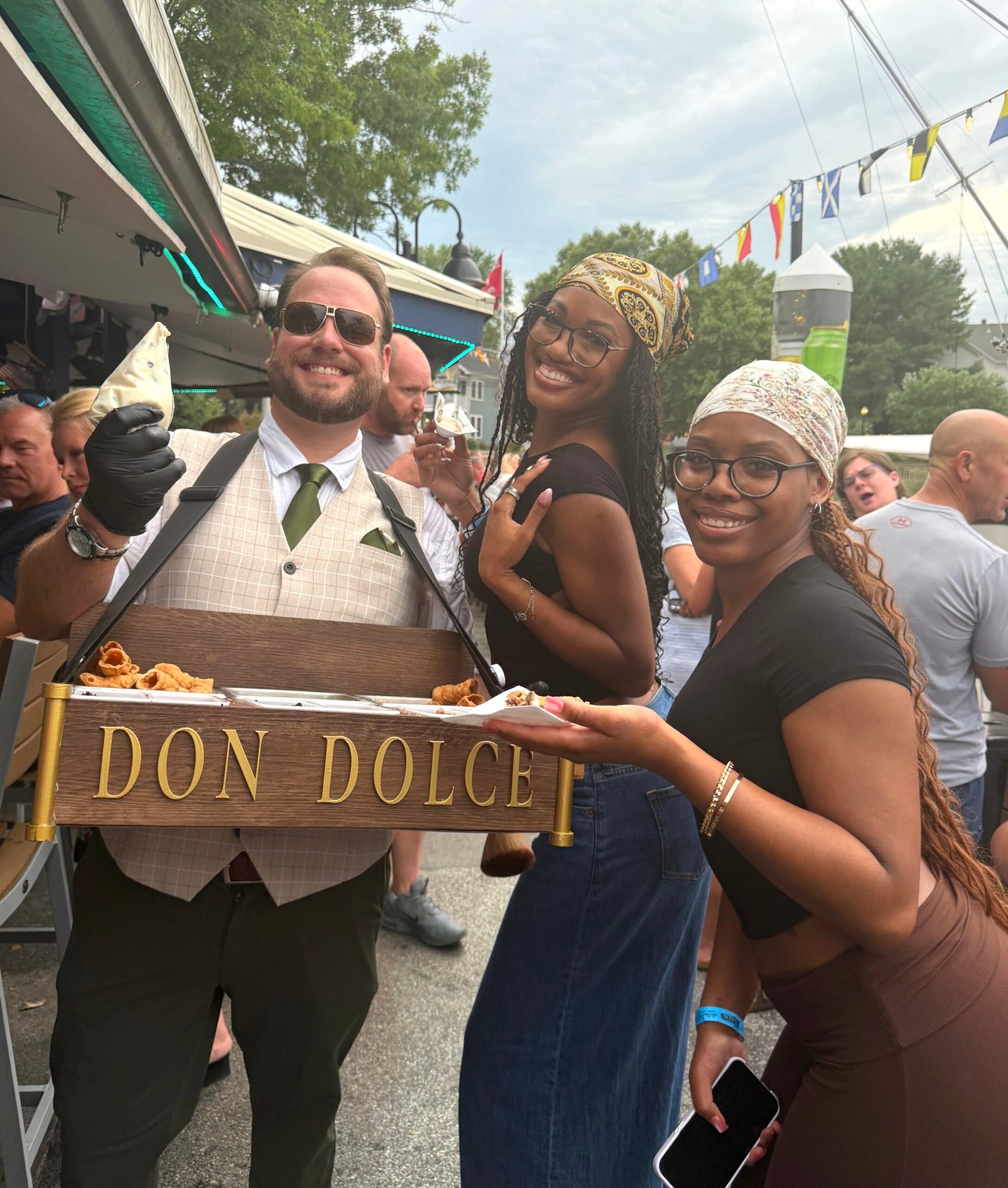 Don Dolce serving fresh-filled cannoli at Chesapeake Inn in Chesapeake City, Maryland